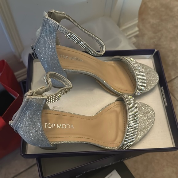 silver bedazzled heels